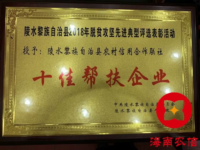 陵水聯(lián)社榮獲陵水黎族自治縣2018年脫貧攻堅先進(jìn)典型評選表彰活動“十佳幫扶企業(yè)”稱號 陵水聯(lián)社榮獲陵水黎族自治縣2018年脫貧攻堅先進(jìn)典型評選表彰活動“十佳幫扶企業(yè)”稱號